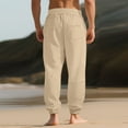 thumbnail image 5 of DPTALR Men's Elastic Waist Solid Color Cargo Pants Full Length with Multiple Pockets,Khaki Big and Tall Men L, 5 of 7