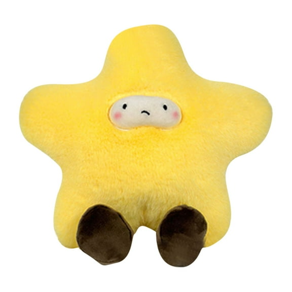 QITOWM Cute Yellow Star Plush Toy – Soft Cartoon Stuffed Star Pillow with Adorable Face and Brown Feet, Perfect for Kids and Adults Birthday Gifts, Living Room Bed Home Decor