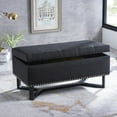 thumbnail image 1 of Emerson Fabric Studded Double Bench Ottoman (Black), 1 of 3
