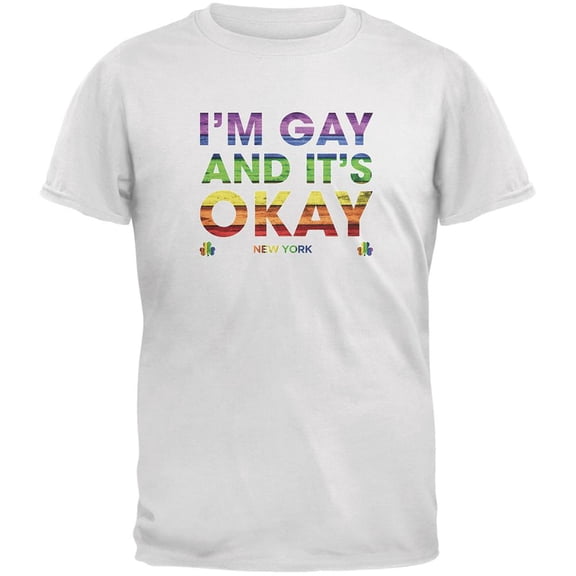 LGBT Gay Pride It's Okay I'm Gay New York White Adult T-Shirt - 2X-Large
