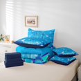 thumbnail image 6 of meiyoeat Water Themed Monogram 7 Pieces Full Size Bedding Sets For Boys,Shark Ocean Initial Art Full Size Bed in a Bag,Navy Blue Reversible, 6 of 7