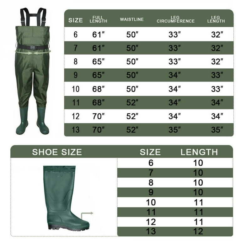 Chest Waders with Boots, 2-Ply PVC/Nylon Waterproof Hunting Waders