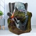 thumbnail image 4 of Landscape Soft Flannel Fleece Blanket, Waterfall Landscape at Iceland Sunset Mountain Volcanic Area Natural Beauty Theme, Cozy Plush for Indoor and Outdoor Use, 50" x 70", Multicolor, by Ambesonne, 4 of 5