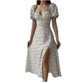 thumbnail image 1 of Pompotops Mode Femmes Été Manches Courtes Sexy Casual Impression Backless Longue Robe, 1 of 8