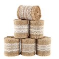 thumbnail image 1 of Jute Burlap Natural Hessian Ribbon With Lace Trim Edge Rustic Vintage, 1 of 7