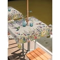 thumbnail image 2 of Outdoor Tablecloths with Umbrella Hole & Zipper, Spring Floral 54x54 Inch Square Tablecloths, Daisy Sunflowers Wisteria Hummingbird Beige Waterproof Table Cloth, Patio/Pool/Picnic Table Covers, 2 of 8
