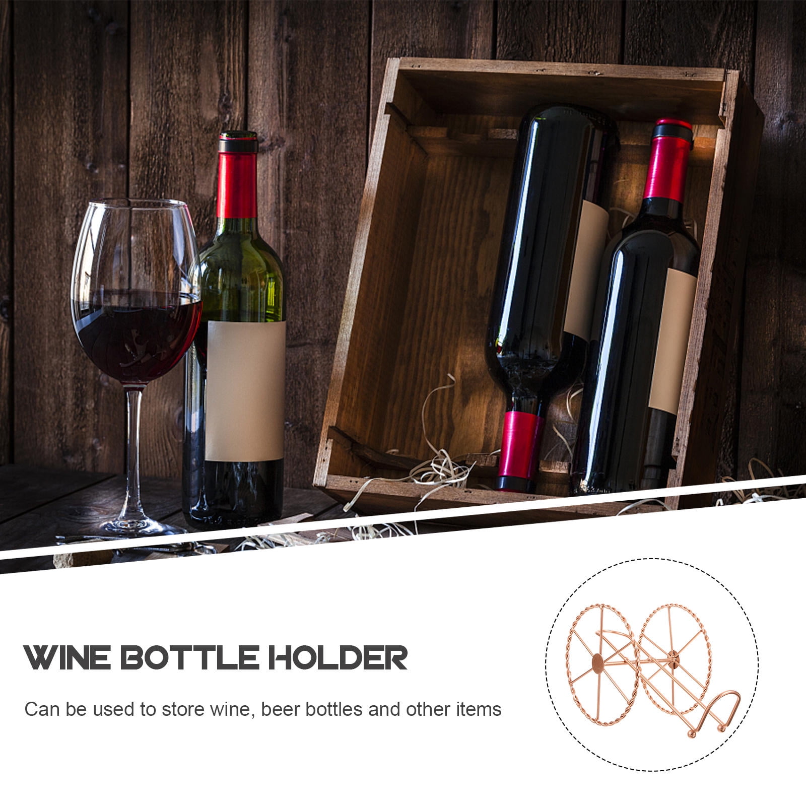 FOMIYES 1Pc Rose Plated Gold Wrought Iron Wine Rack for Countertop Wine Bottle Storage