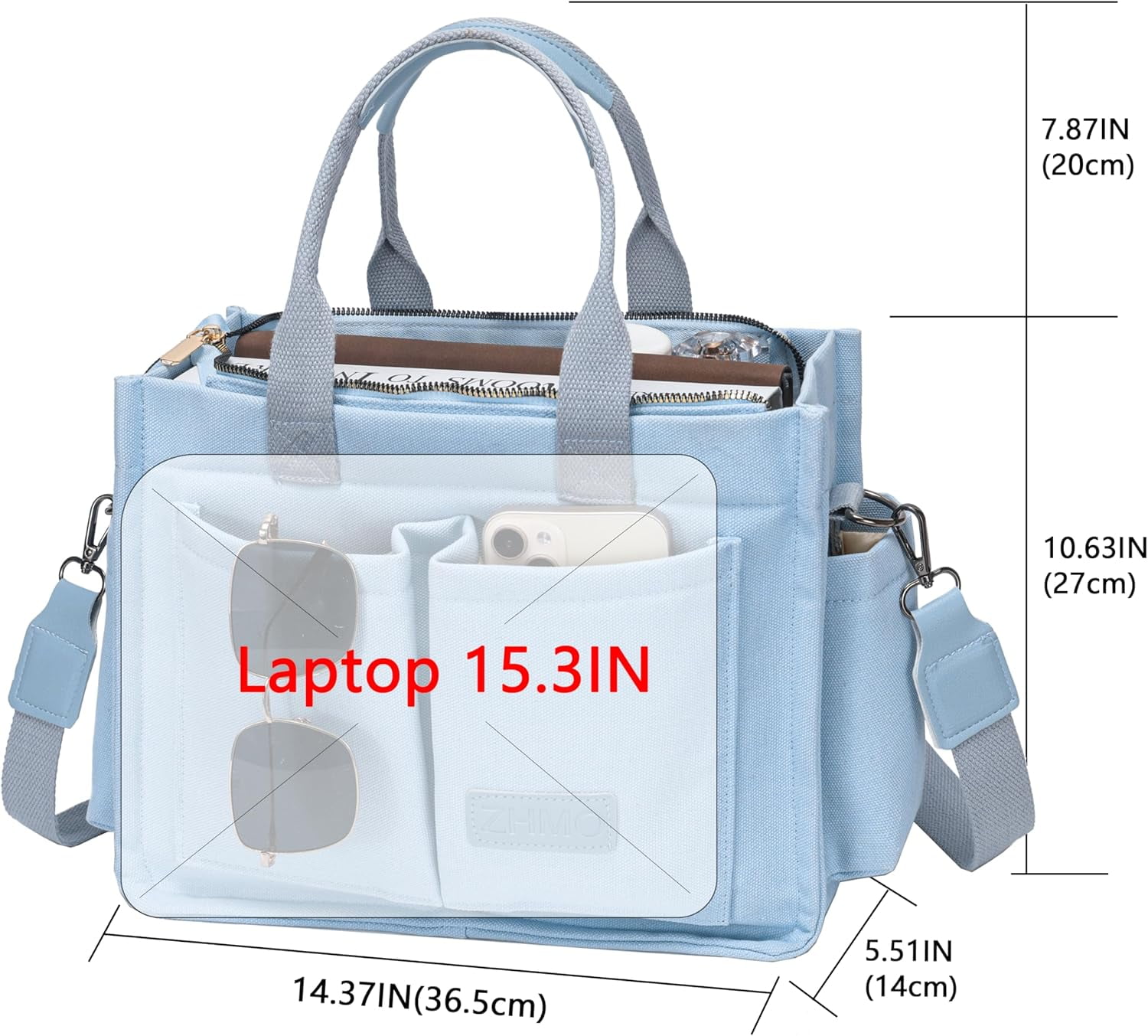 Large Canvas Tote Bag for Women With Pockets,Laptop Crossbody Purses Everything Everyday Bag Handbags for Work Beach