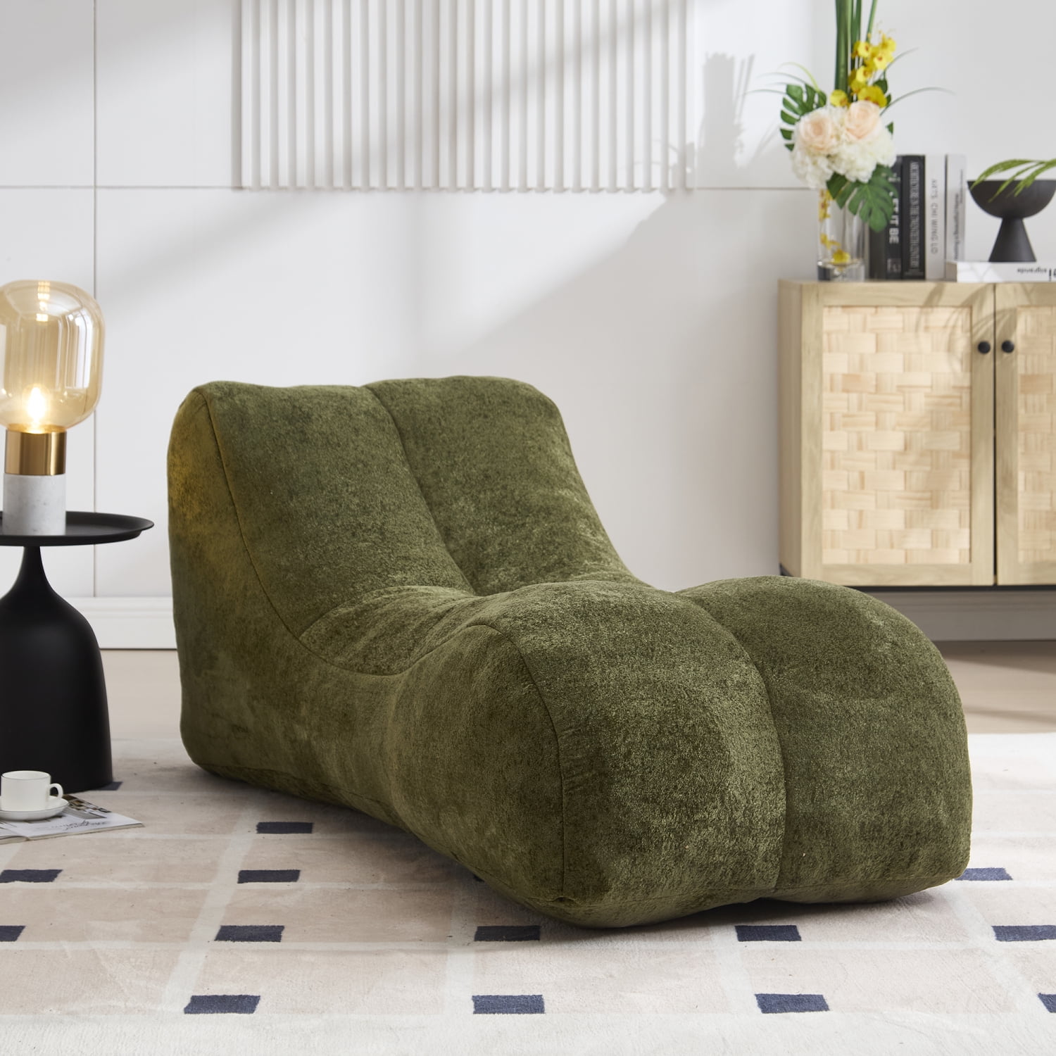 Relaxing Olive Green Bean Bag Sofa Chair for Adults with Comfortable Polyester Filling