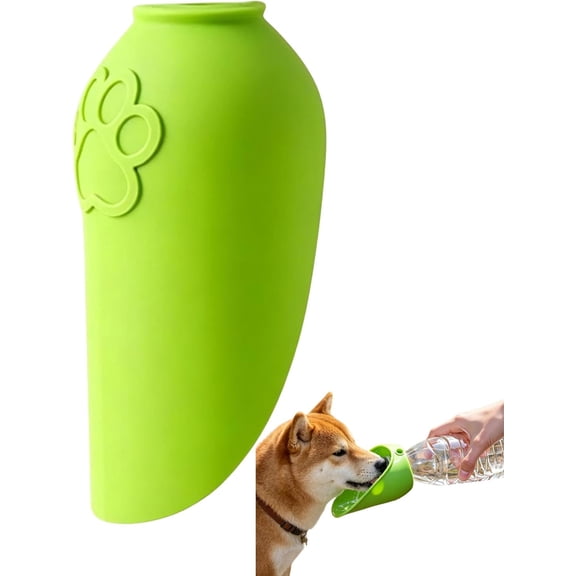 Silicone Portable Dog Water Bottle Adapter, Leakproof Foldable Bottle Adapter Cap with Water Bowl, Portable Outdoor Water Dispenser Accessory, Travel Drinking Attachment Fits Standard Water Bottles