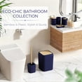 thumbnail image 6 of Bathroom Accessories Set - Unbreakable Navy Blue Bathroom Set, Trash Can, Toilet Brush with Holder, Soap Dispenser, Toothbrush and Toothpaste Holder, Tumbler Cup, Soap Dish, Qtip Holder, Bamboo Decor, 6 of 12