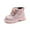 Pink, variant on REDARER Girls Ankle Boots British Style Knit Collar Glossy Leather Side Zipper Martin Boots Easy Wear,Size:5-5.5 Years