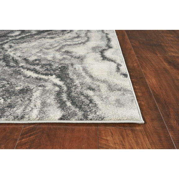 3'x5' Ivory Grey Machine Woven Marble Indoor Area Rug