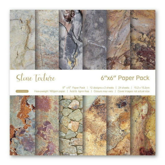 CIYISON 24x Scrapbook Paper Stone Texture Pattern Printed Background Paper for DIY Cards