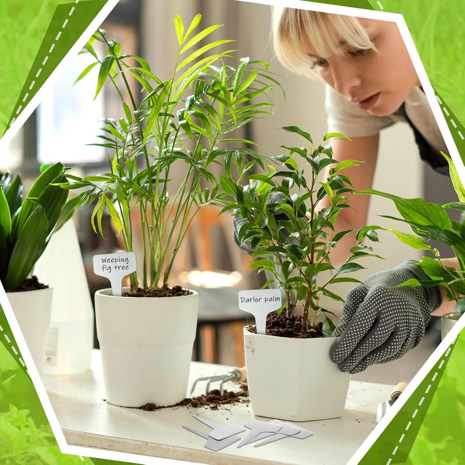 Metal Plant Labels Weatherproof Garden Markers Engraving Stainless Steel T-Type Plant Tags Reusable for Outdoor Garden Greenhouse Vegetables Herb Flower Seed