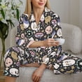 thumbnail image 6 of Vsdgher cartoon cute Skull star Pajamas Set Long Sleeve Sleepwear Womens Button Down Nightwear Pj Sets-Small, 6 of 7