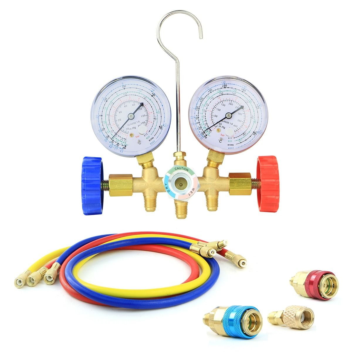 R12 R22 R134A R502 HVAC AC Refrigeration Charging Manifold Gauge w quick coupler 
