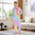thumbnail image 5 of 1 Piece Adult Onesie Pajamas Cozy & Loose-Fit Sleepsuit Loungewear with Pockets Pastel Rainbow Tie-dye Small, 5 of 7