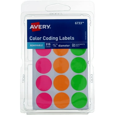 Avery Color Coding Labels, Assorted Neon Colors, Round, .75-In., 315-Ct. 6 Pack