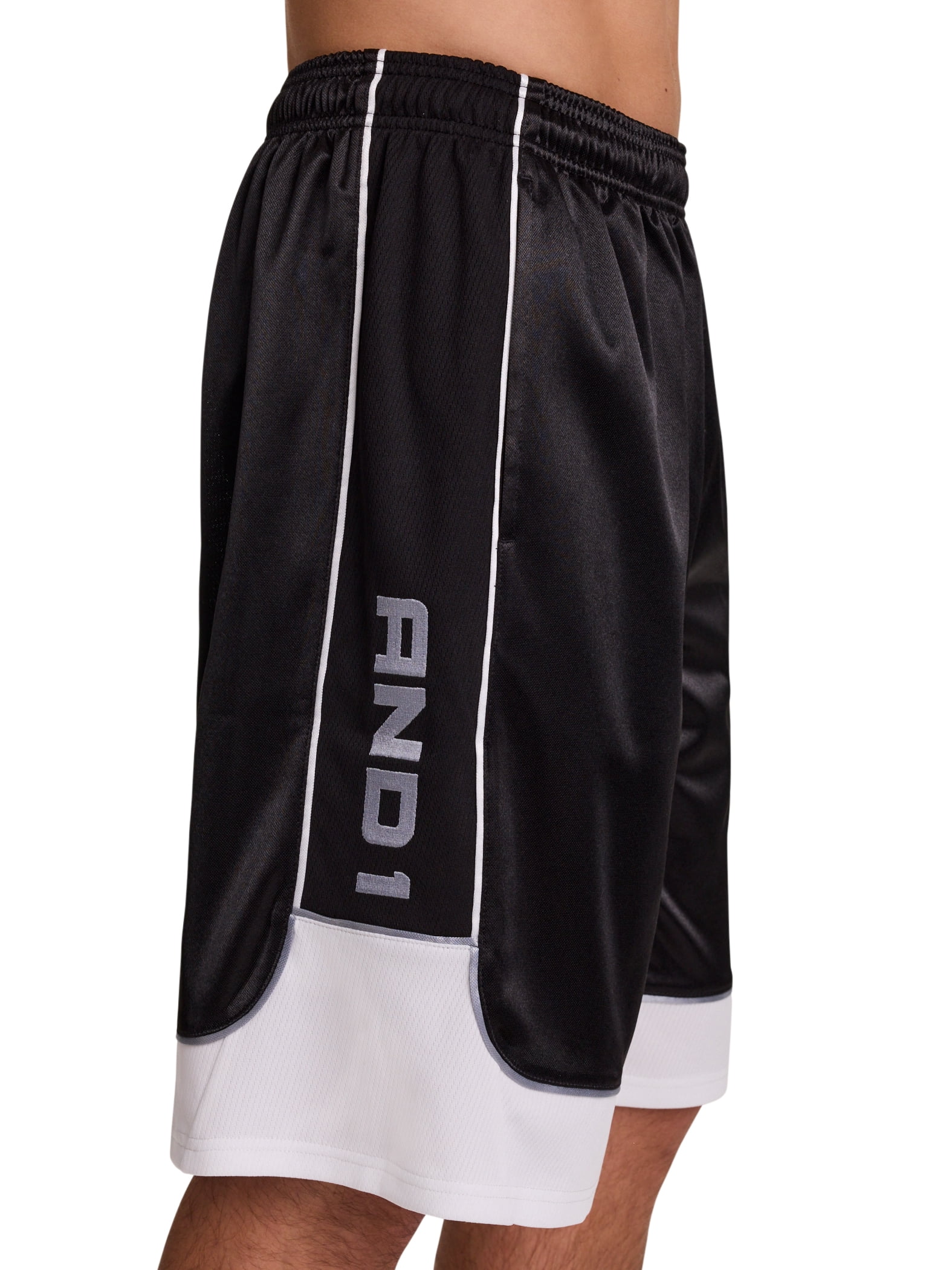AND1 Men's and Big Men's All Court Colorblock Short, 11" inseam, up to Size 5XL