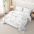 thumbnail image 3 of Erosebridal Line Drawn Cloud Rainbow Twin Quilt Set for Girls, Cartoon Star Heart Twin Coverlet Set, White, 2pcs, 3 of 7