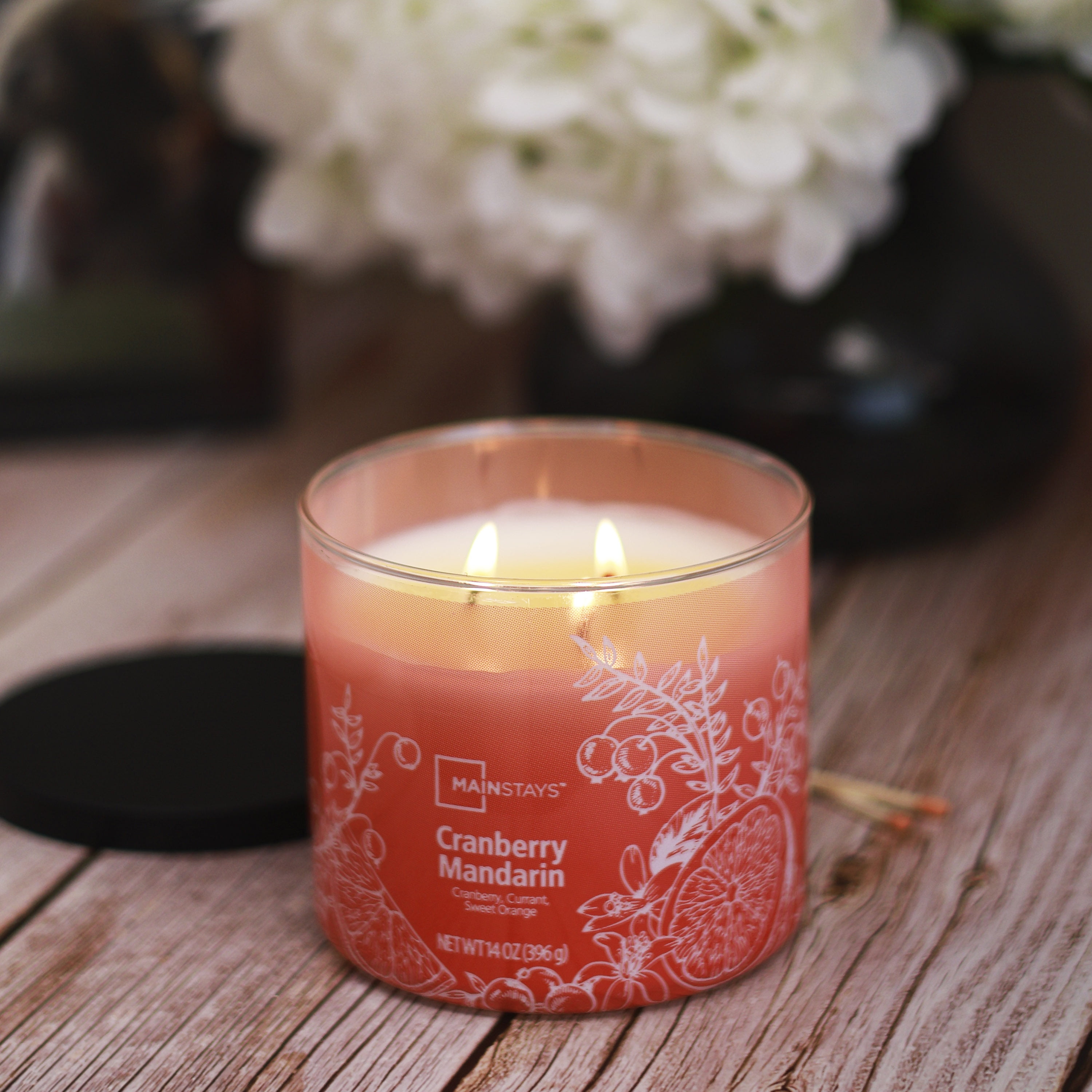 Mainstays 3-Wick Ombre Wrap Cranberry Mandarin Candle, 14-Ounce
