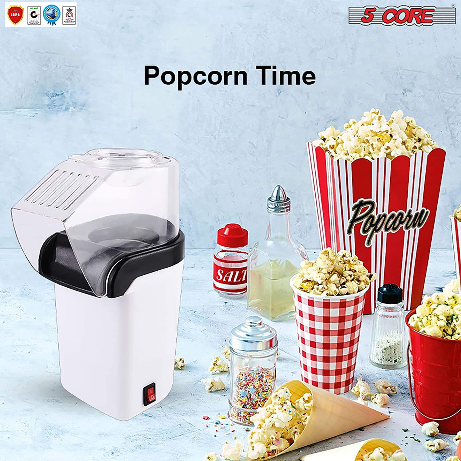 POP-Y 5 Core Popcorn Machine Hot Air Electric Popper Kernel Corn Maker Bpa  Free No Oil POP Y