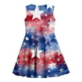 thumbnail image 4 of AUNVITO Girls Sleeveless Round Neck Summer Dress Fourth of July Print Waist Cinched Fit & Flare Casual Sundress, 4 of 5