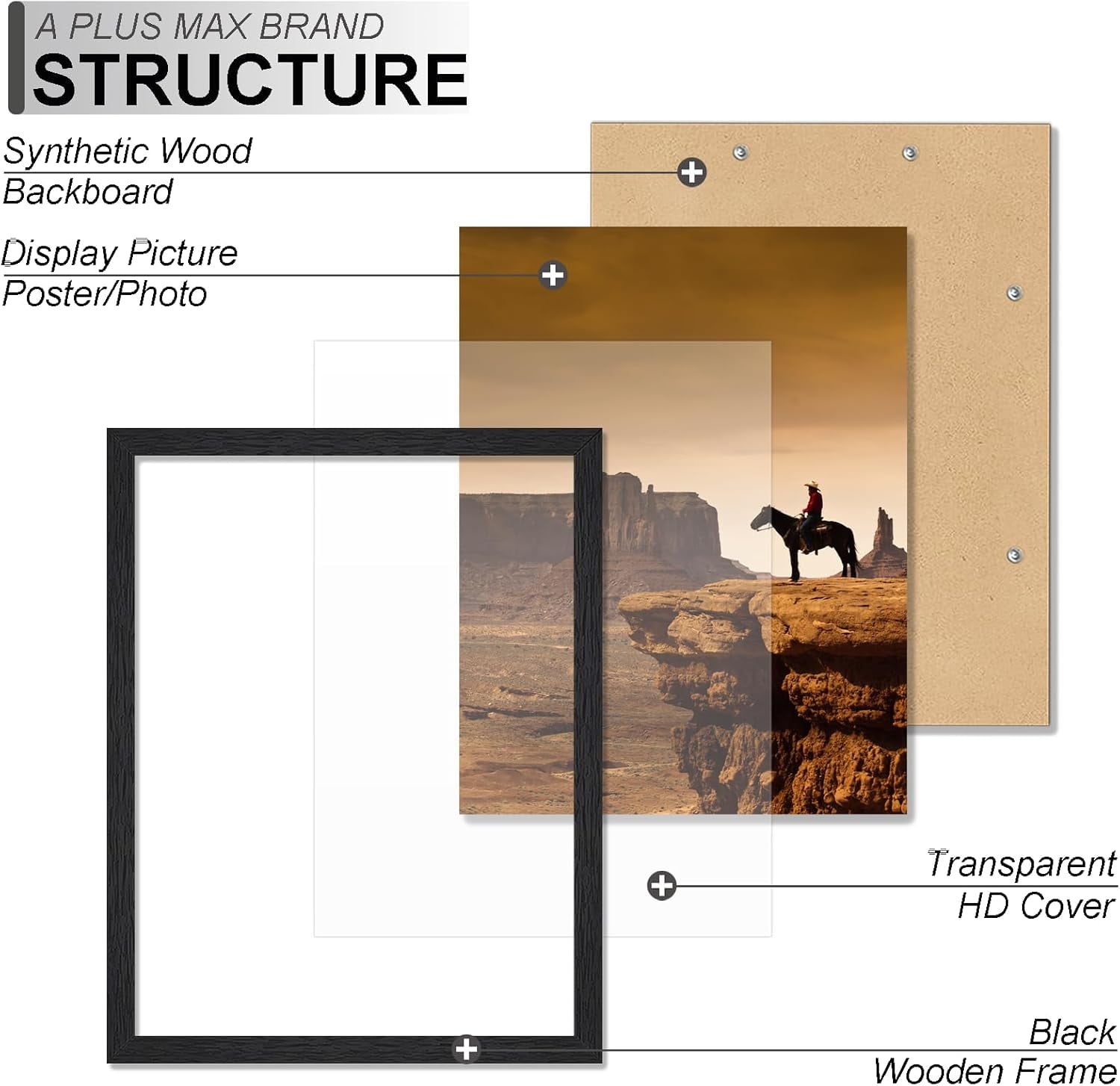 baomifa-10x15 Picture Frame, Black Engineered Wood Frame for 10 x