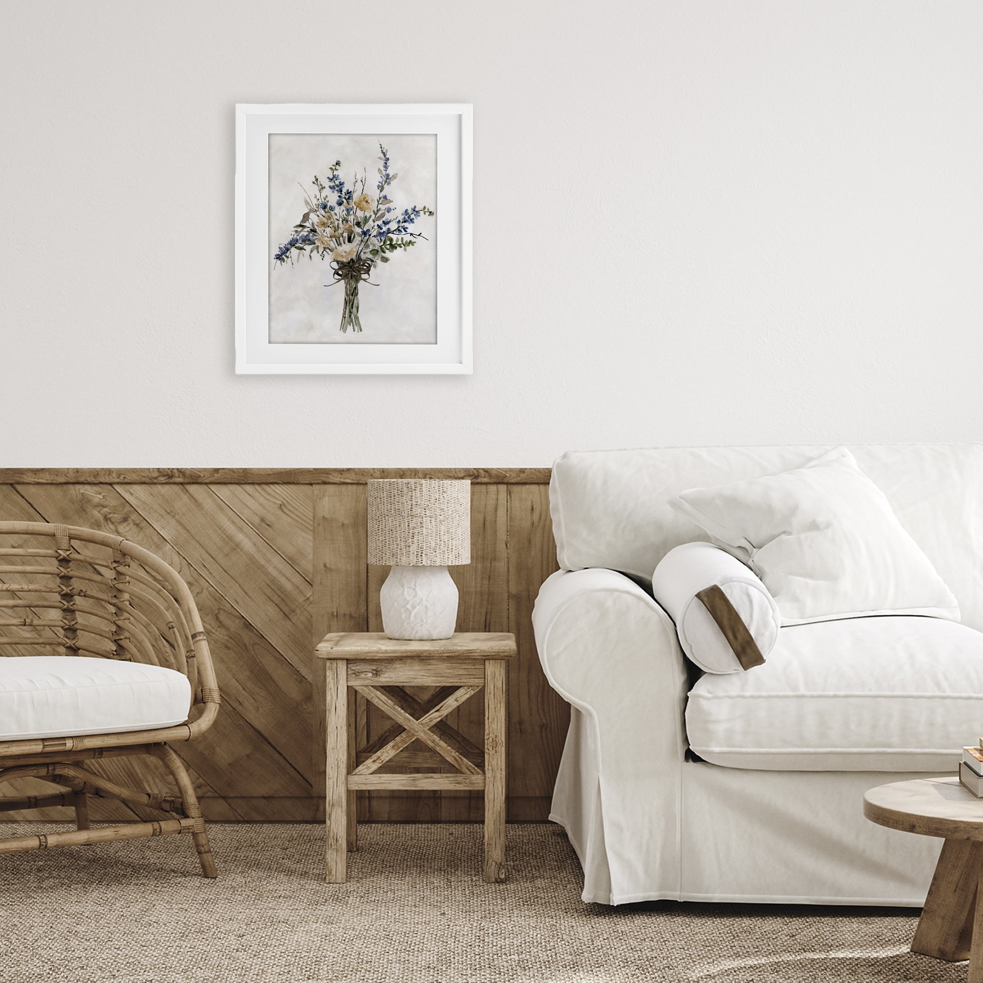 Stupell Industries Subdued Flower Bushel White Framed Print Under Glass, design by Carol Robinson