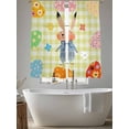 thumbnail image 5 of Spring Easter Sheer Curtains 63 Inch Length 2 Panels for Living Room, Yellow Plaid Bunny Colorful Eggs Floral Voile Kitchen Curtain Set, Luxury Privacy Drapes Window Treatment for Bedroom, 5 of 7
