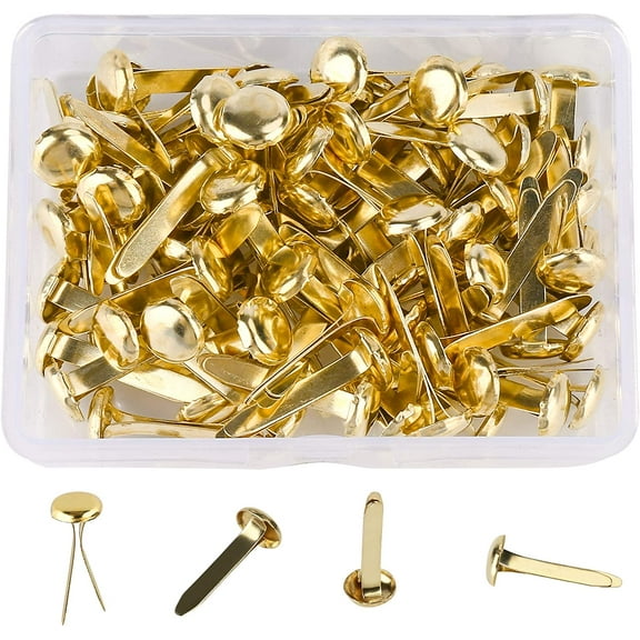 100 PCS Mini Brads, Brass Fasteners 20 x 8mm, Brass Metal Paper Fasteners for Craft & Scrapbooking Brad DIY