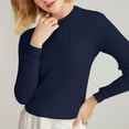 thumbnail image 5 of ManxiVoo Women's Versatile Striped Round Neck Knit Sweater Soft Warm Layering Top for Autumn Winter XL Size Navy, 5 of 8