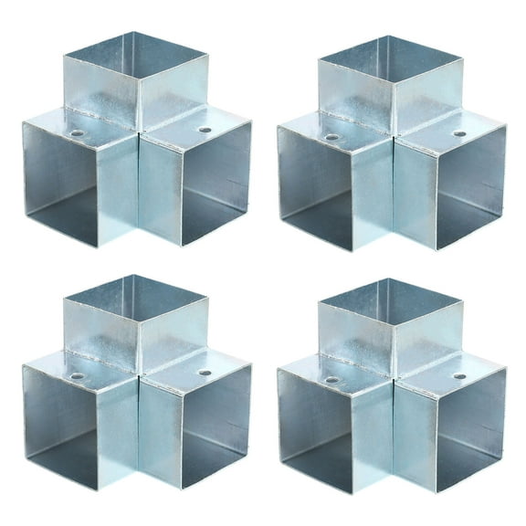 3-Way Gazebo Brackets Kit, Right Angle Corner Bracket Woodworking DIY Post Base Kit for 2" x 2" Lumber for Outdoor Patio Gazebo Log Cabins (4 Pack)