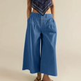 thumbnail image 4 of Endives Women's Baggy Jeans Flare Wide Leg Pants Denim Elastic Waist Button Pleated Culotte Jeans Casual Pants, 4 of 8