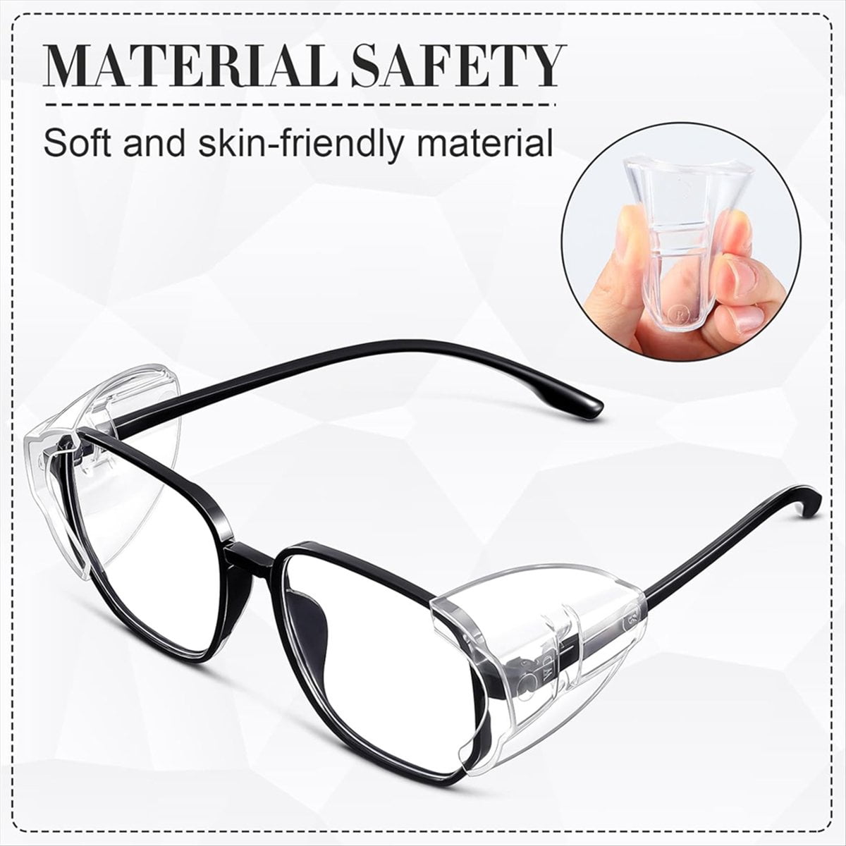 Safety Glasses Side  for Prescription Eyeglasses Slipon SideShields Side Guards Transparent