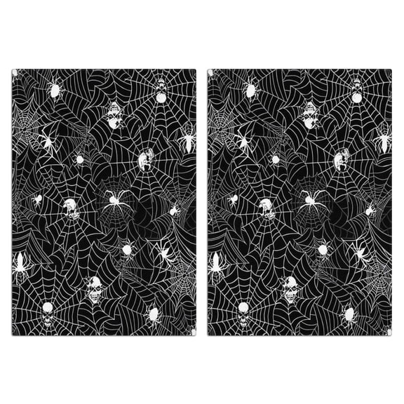 2 Pcs Funny Kitchen Towels,Spider Web and Skulls Halloween Pattern Microfiber Dish Towels,Kitchen Tea Towels,Kitchen Towel Set (18" X 26")