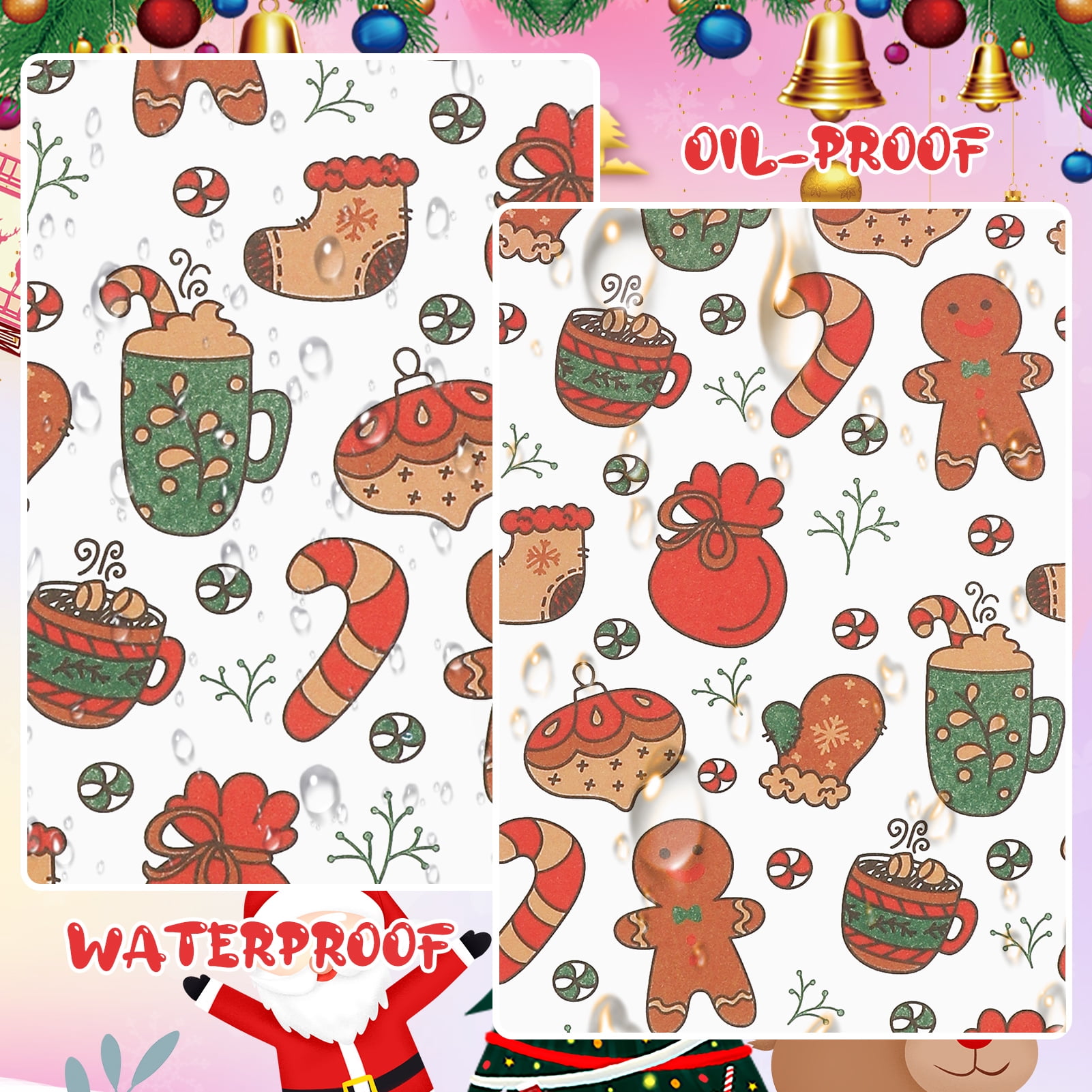 Fumete 320 Pcs Christmas Wax Paper Sheets Food Snowflake Hoho Wax Paper  Wrapping Bulk Deli Parchment Baking Paper Sandwich Candy Cookies Waterproof