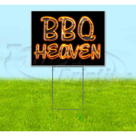 Bbq Heaven (18" x 24") Yard Sign, Includes Metal Step Stake