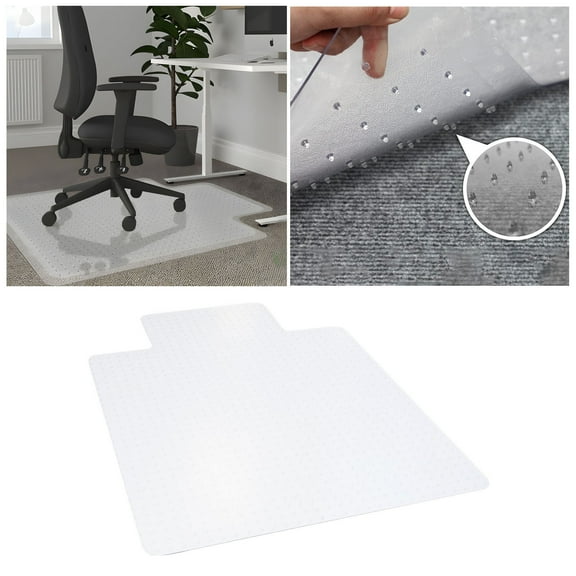 Staples Office Chair Mat, Clear Floor Mats with Lip, Flat-Pile Carpets, Extended Under-Desk Coverage, 48 x 36 Inch, Smooth Glide