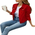 thumbnail image 2 of Veste en Jean Boutonnée pour Femmes, Manches Longues, Ajustée, avec Poche, 2 of 4