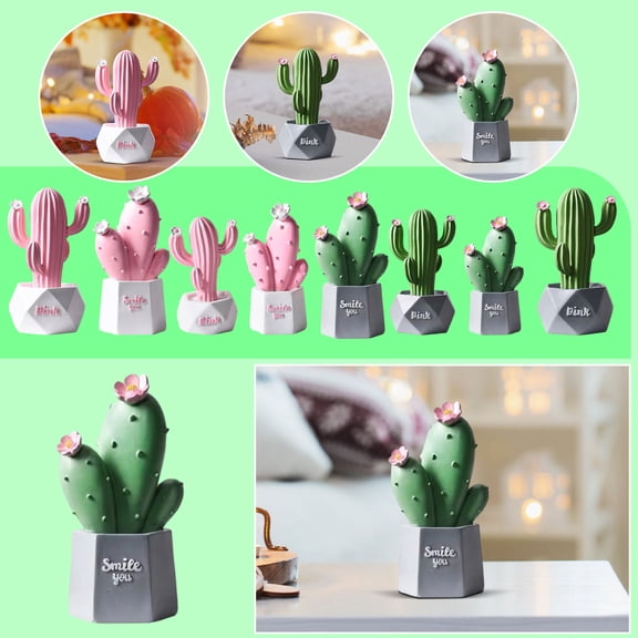 Artificial Cactus Ornament, Lifelike Cactus Plant Statue For Home & Space Decoration, Versatile Accent Suitable For Dollhouses, Gardens, Bonsai, Cars, Desktops, Indoor