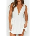 thumbnail image 1 of Femmes Sans Manches V Cou Sans Dos Imprimé de Fleurs d'Été Club Partie Mini Robe, 1 of 2