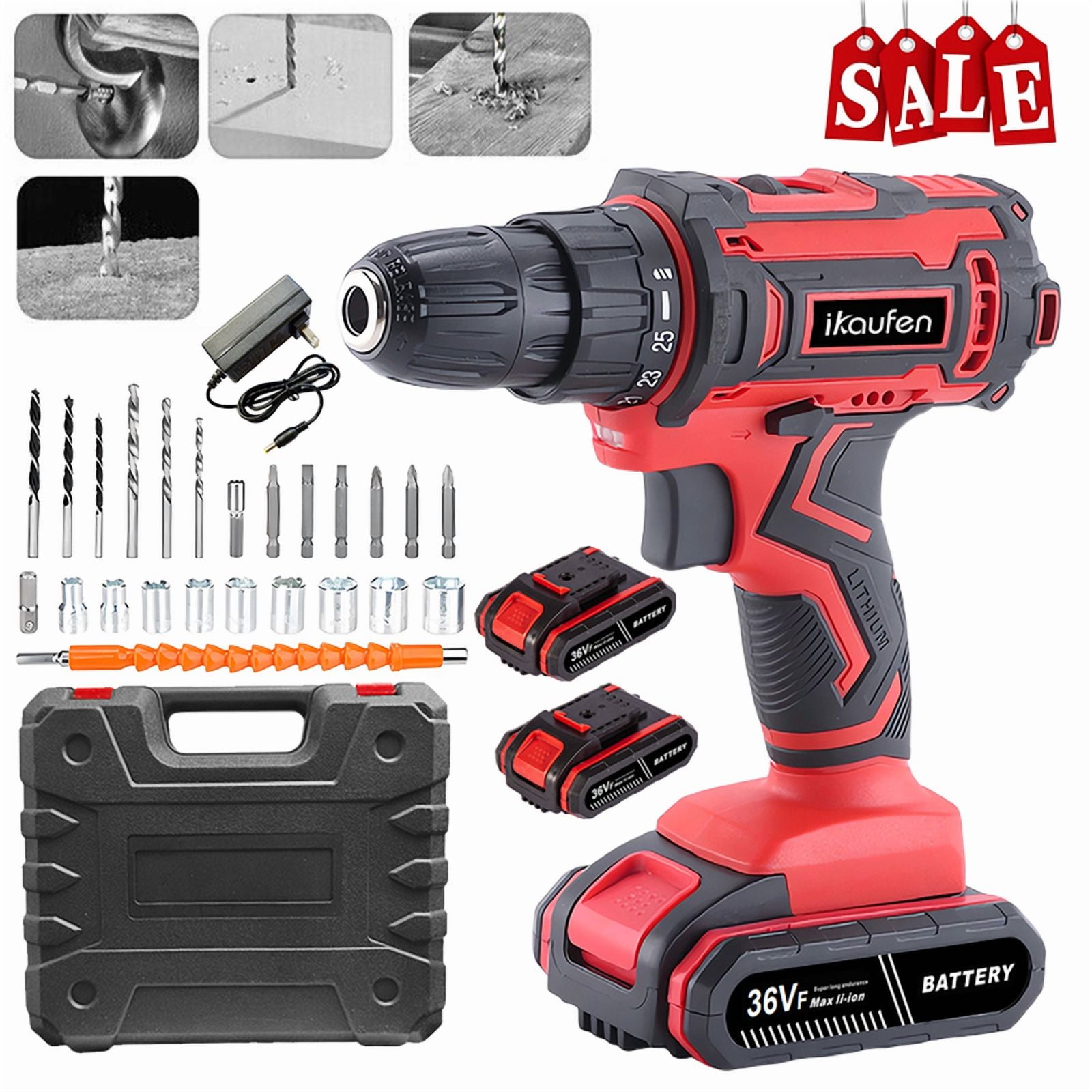 Industrial high-power rechargeable lithium battery drill, hole punch, hand drill, multi-function electric screwdriver, impact dr
