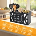 thumbnail image 4 of Tzdxfgl Wood Kitchen Utensil Holder, Silverware Organizer with 3 Compartments for Countertop, Black Wood Utensil Caddy for Farmhouse Kitchen Decor, 4 of 11