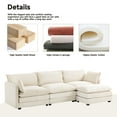 thumbnail image 4 of JUSTLET Sectional Sofa with Ottoman, Small L Shaped Free Combination Corduroy Couch Furniture Sets for Living Room, Beige, 4 of 12