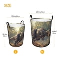 thumbnail image 3 of Fuzoiu Jungle Dinosaur Print Circular Hamper,Laundry Basket with Handle,Collapsible Laundry,Dirty Clothes Storage Basket,for Bedroom Bathroom Dorm Living Room-Medium, 3 of 6