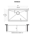 thumbnail image 2 of Ruvati RVH8630 30 in. Workstation Scratch Resistant Hex Bottom Stainless Steel Embossed Texture Kitchen Sink, Silver, 2 of 7