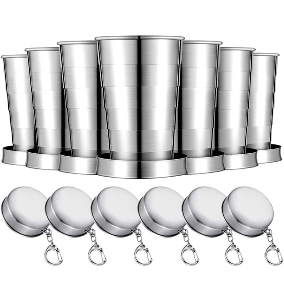 Tessco para ti Juego de 6 Vasos Plegables de Acero Inoxidable 75 ml