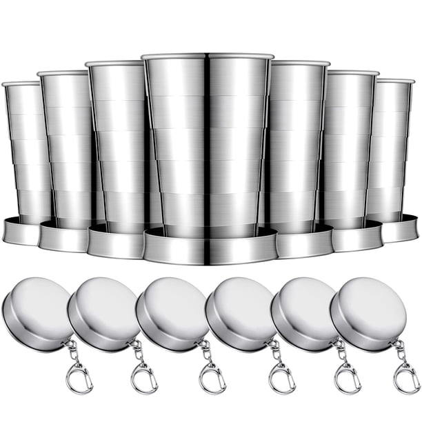 Tessco para ti Juego de 6 Vasos Plegables de Acero Inoxidable 75 ml